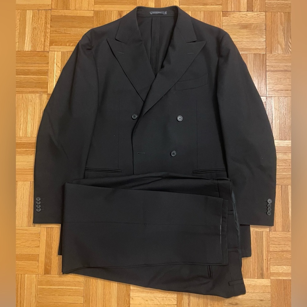 SUITSUPPLY Double Breasted Open Weave Wool Suit